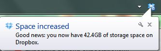 42 GB Dropbox storage information