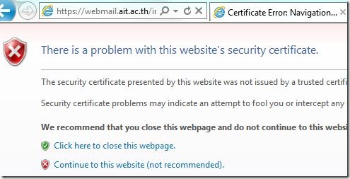 AIT's webmail security certificate; get a permanent one