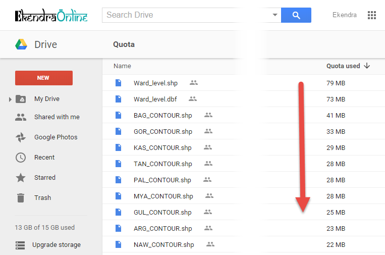 You can now know where the big files were hiding in your Drive and get rid of those large files eating up your storage quota.