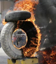 Burning Tyres, the image of Nepal
