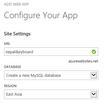 Configuring your Web App for Windows Azure with subdomain, database and database region