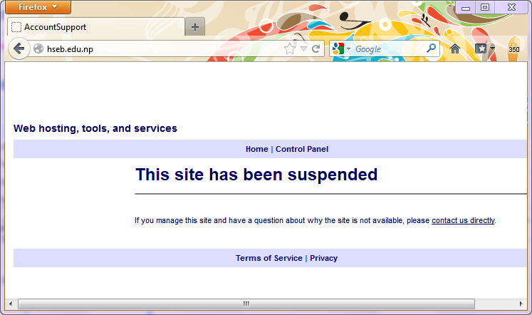 HSEB Website/hosting has been suspended