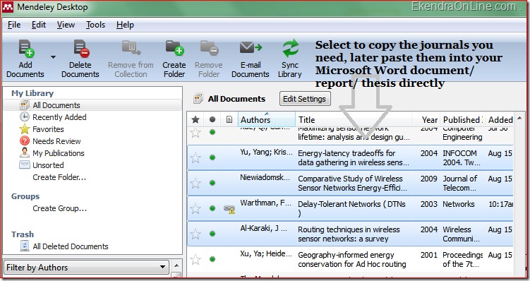 Mendeley Desktop for Journal References with Syncing