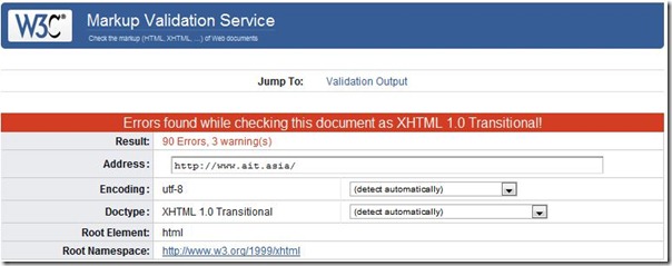 Invalid W3 Markup validation for AIT.asia as of Feb 4, 2012