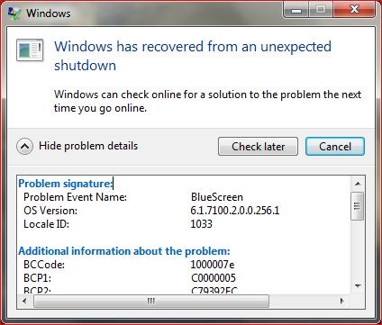 Windows 7 Crash