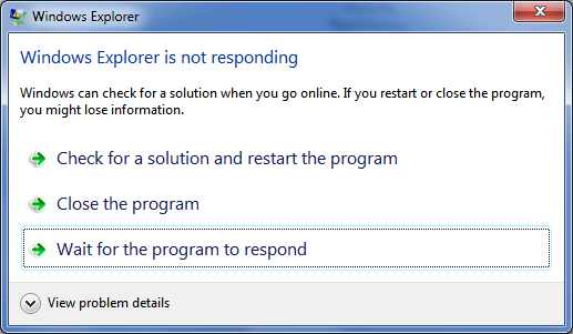Windows Explorer Hang Problem in Windows 7