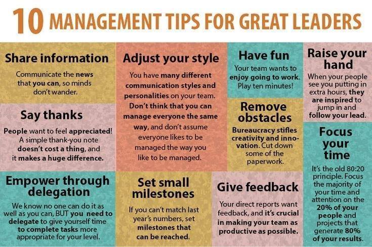 10 management tips for Great Leaders